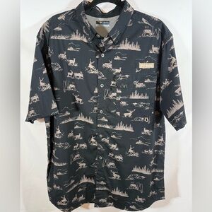 Columbia Black and Tan Patterned Men's Shirt
